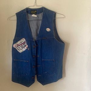 Vintage Wrangler conductor mid-wash denim vest
